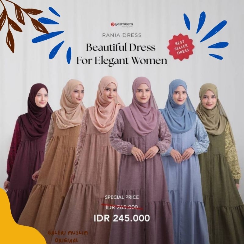 GMO-Gamis Rania Dress 2.0 By Yasmeera Muslimah Wanita Remaja Dewasa Original Terbaru Kekinian Dress