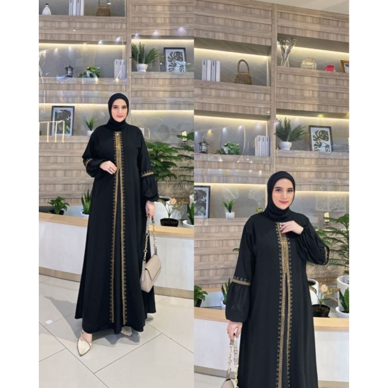 Gamis Abaya Turkey Bordir Shantika Lengan Balon Busui Friendly