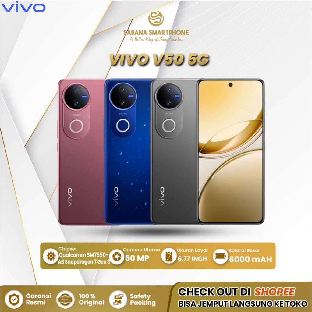 Vivo V50 5G (12+12/256GB) (12+12+512GB) | Diamond Shield Glass | 6000 mAh | Fast Charging 90W