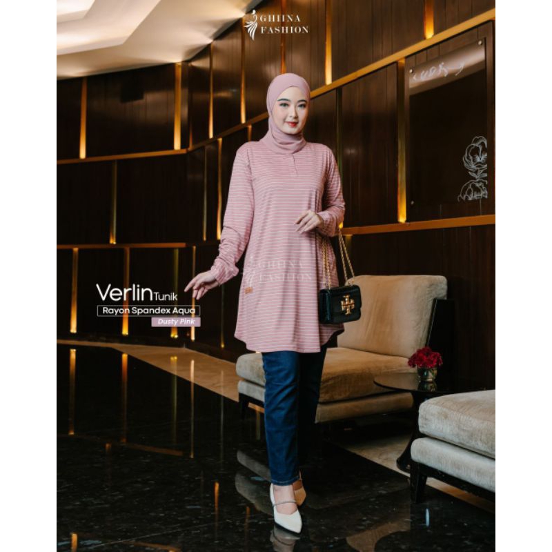 Verlin tunik by Ghiina Fashion √ Tunik ghiina √ Tunik garis √ Tunik kaos
