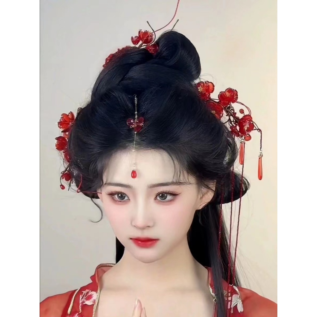 Bridal Xiuhe Dress Red Hair Accessory Chinese Tassel Headdress Earrings Wedding Set Toasting Xiuhe D