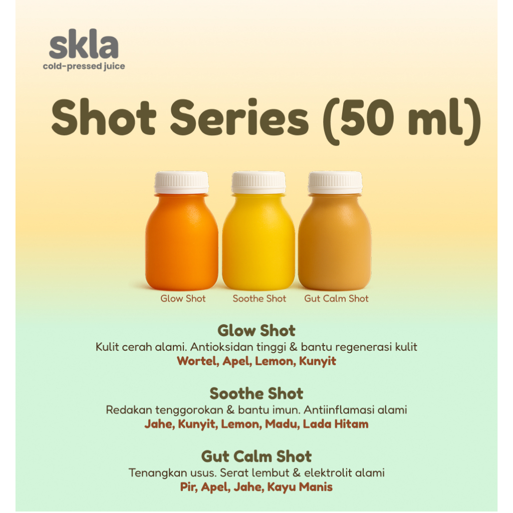 

SKLA Shot Series | Cold-Pressed Juice 50 ml | Glow, Detox, Gut, Recovery