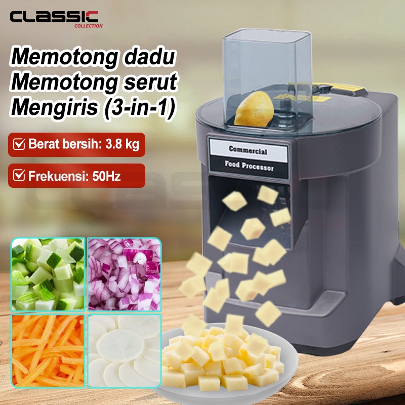 Mesin Potong Sayuran Multifungsi Listrik/Mesin Pemotong Dadu/Mesin Pemotong Kentang Wortel Dadu Alat
