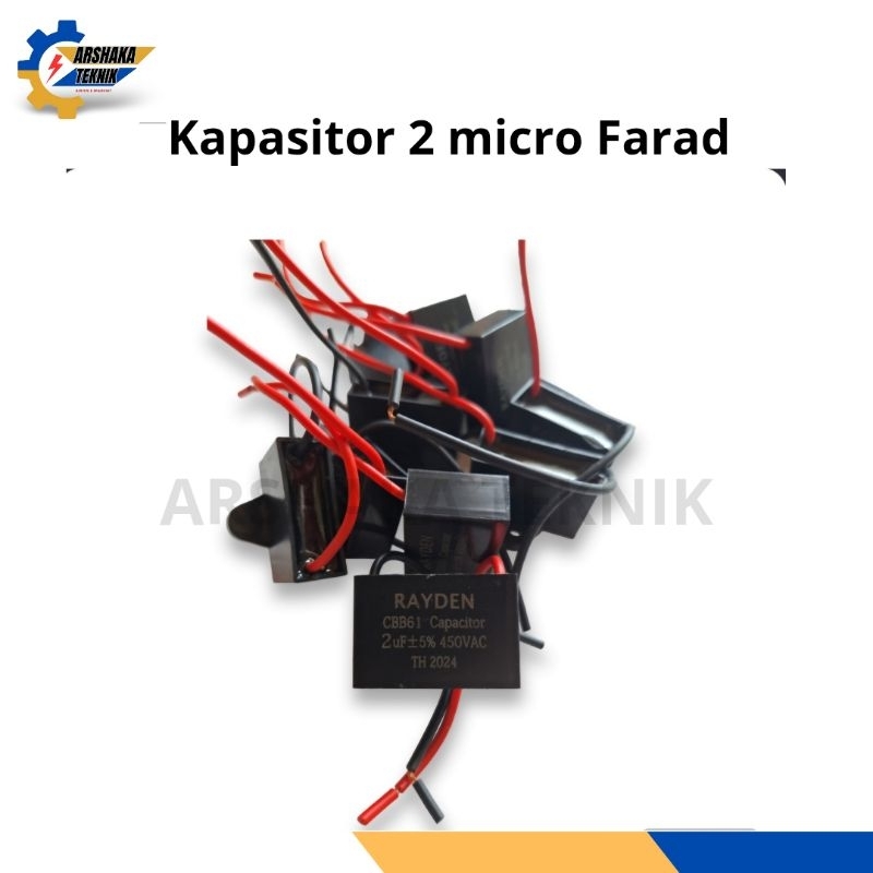 Kapasitor kipas angin / capasitor Fan / Exhaust Fan / Outdor Ac ukuran 2 micro farad / 2 Uf / 2 mikr