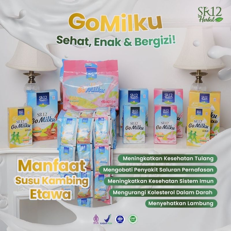 

Gomilku SR12 Sachet Susu Kambing Premium Reguler, Gold.