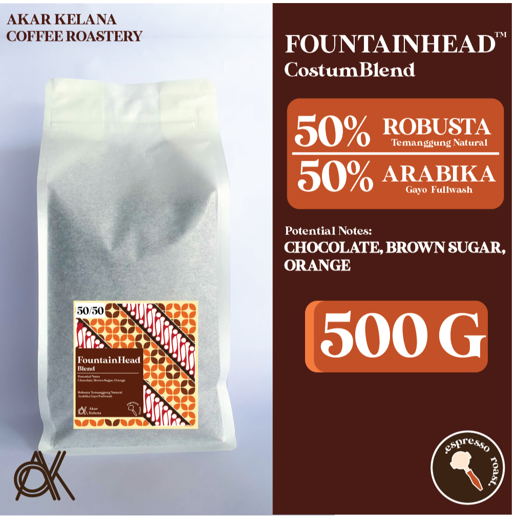 

Kopi Houseblend FountainHead 50% Robusta / 50% Arabika Kemasan 500 gram