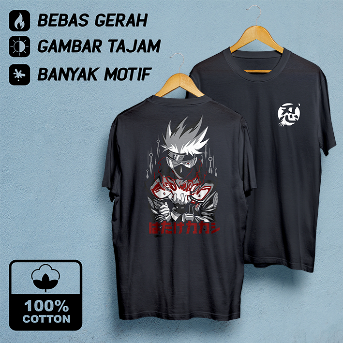 Kaos Anime Naruto 03 | Baju Distro Pria Hitam | Cloth Laki-laki Tema Jepang Murah