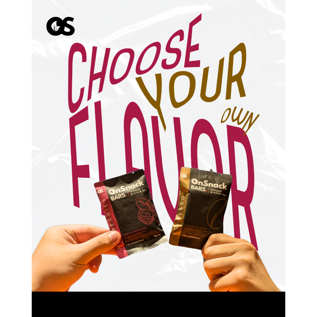 

OnSnack BARS. Tempeh Granola bar (Rasa Espresso dan Mix Berries) | Cemilan Sehat | 15g