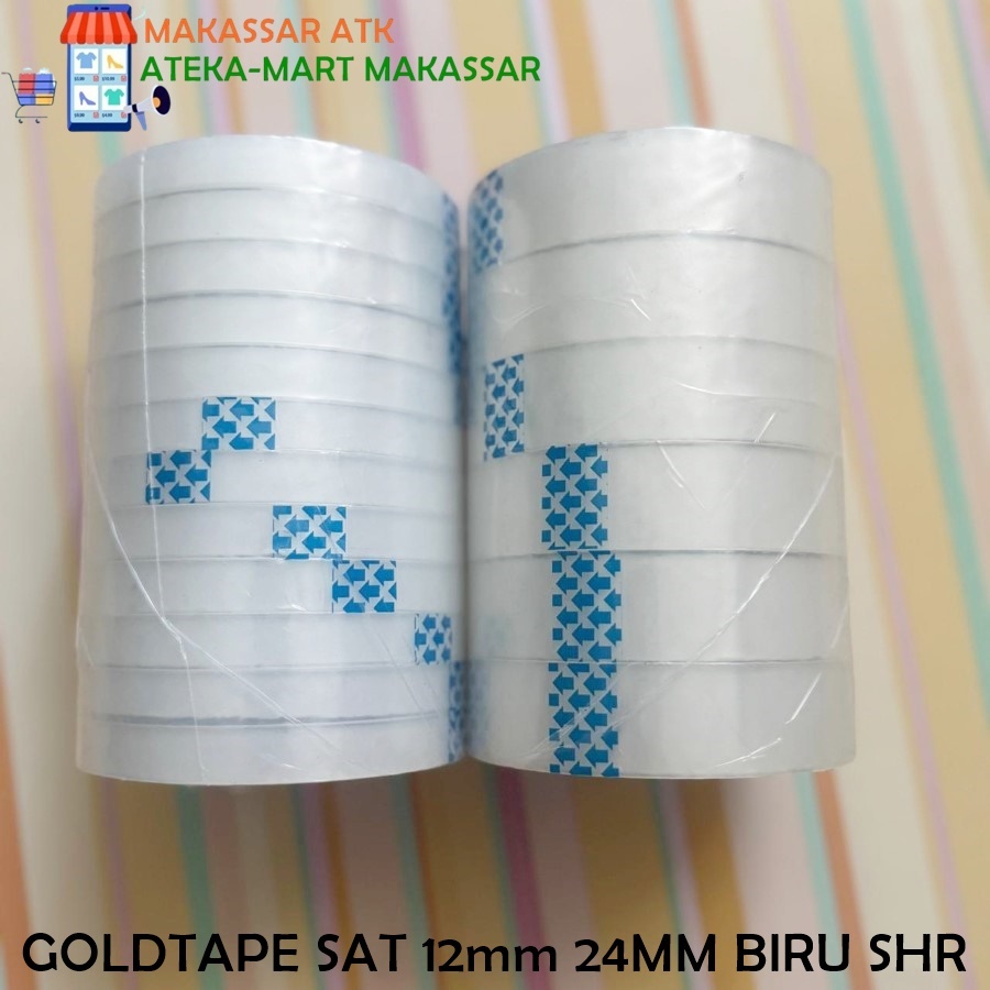 

[1 SLOP] GOLDTAPE STATIONARY TAPE 12MM 24MM BIRU SHRINK ISOLASI
