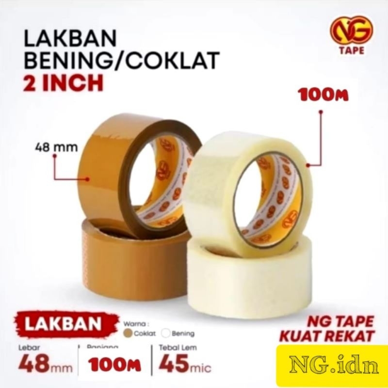 

[NG TAPE] - Lakban 48 mm 100 mtr 45 Micron - Lakban Bening & Coklat