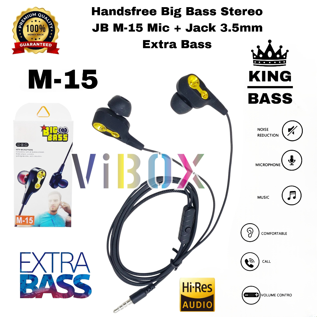 Headset JBL Extrabass M15 Handsfree JBL Extrabass M15 Earphone JBL M15 Extrabass