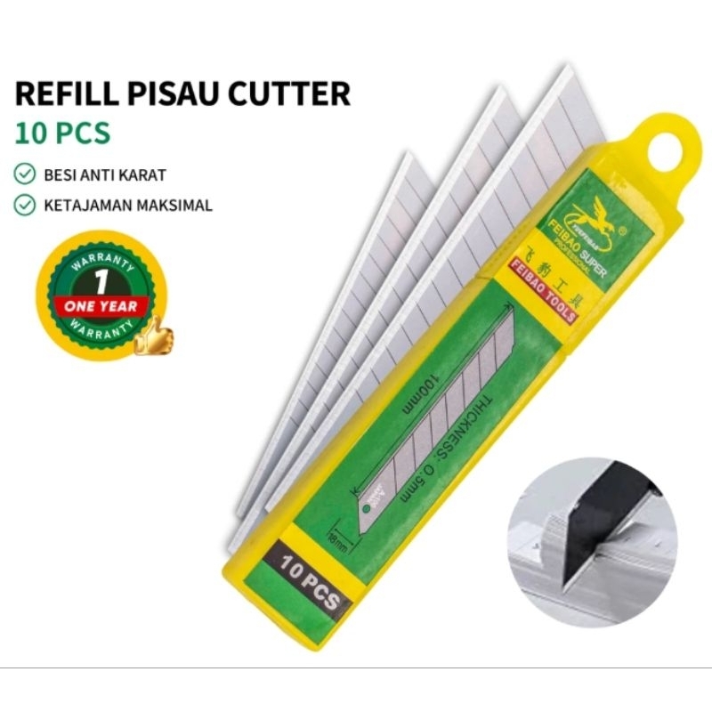 

Feibao Refil Isi Pisau Cutter / Isi Ulang Cutter / Knife Blade Refill 10 PCS / 14 Bagian / F32-0098A