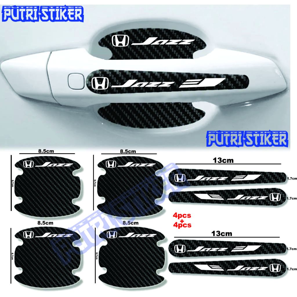 [TERLARIS] Sticker stiker pelindung handle pintu mobil honda Jazz Sticker karbon 3d pelindung gagang
