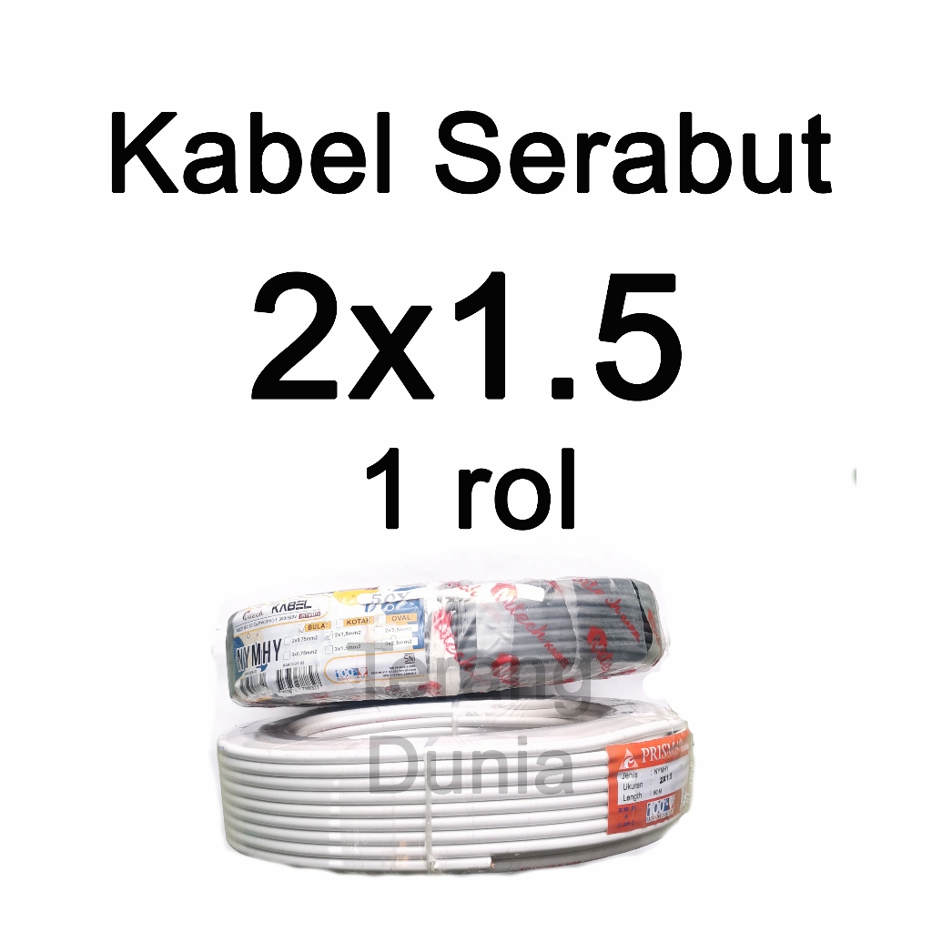 Kabel Serabut isi 2 Kabel Serabut 2x1.5 NYMHY 2x1.5 1 rol Kabel Serabut isi 2 1rol