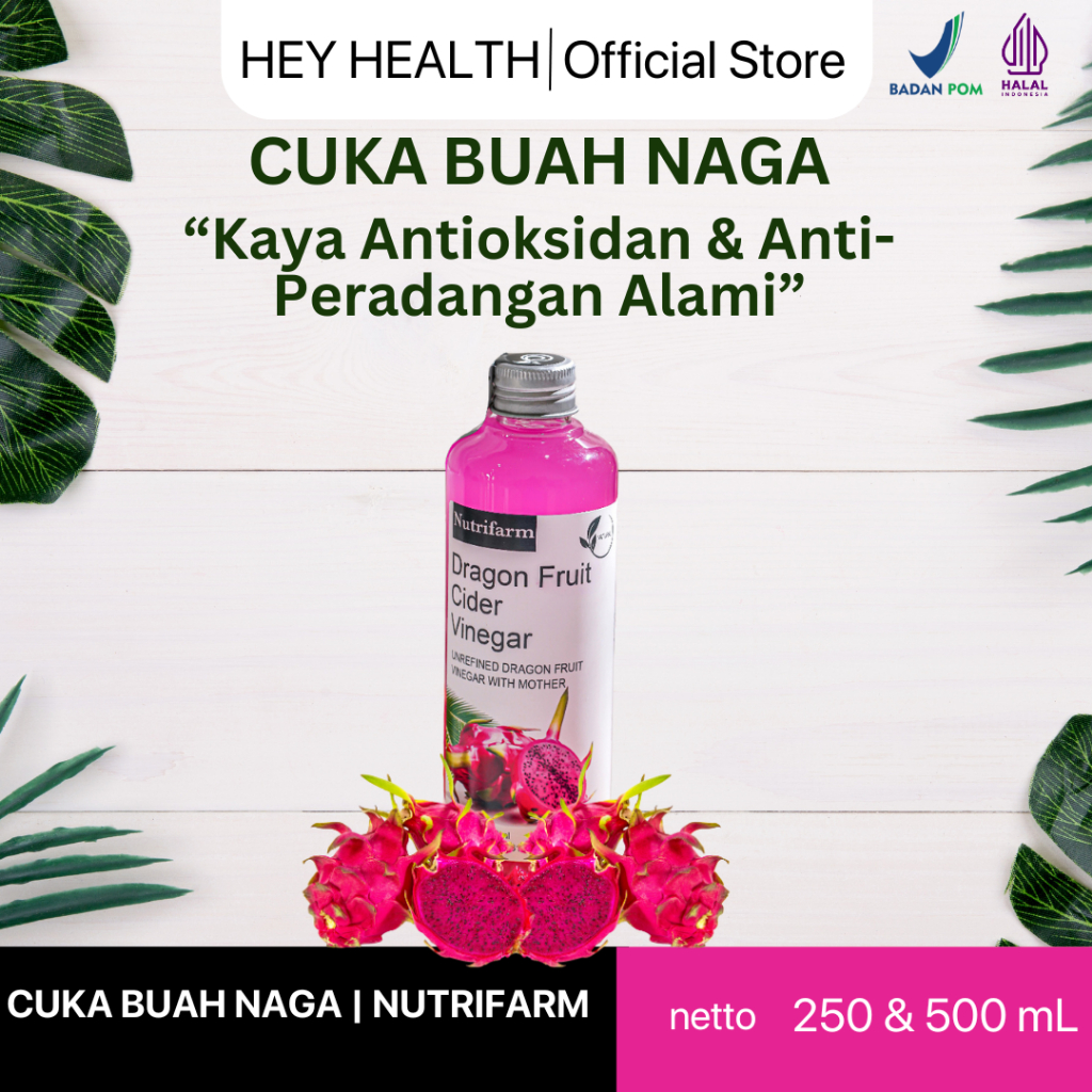 

Hey Health X Nutrifarm Cuka Buah Naga 250 ml With Mother | Antioksidan | Cuka sehat | Cuka buah