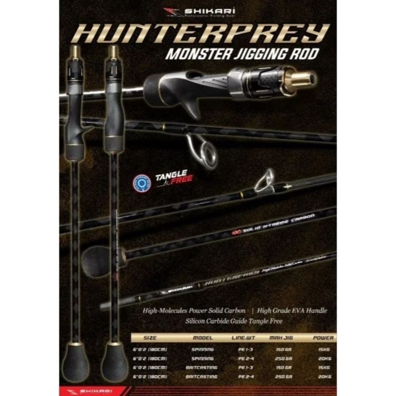 Joran jigging Shikari hunter prey carbon pe 1 3 pe 2 4 joran jigging rekomendasi termurah joran laut