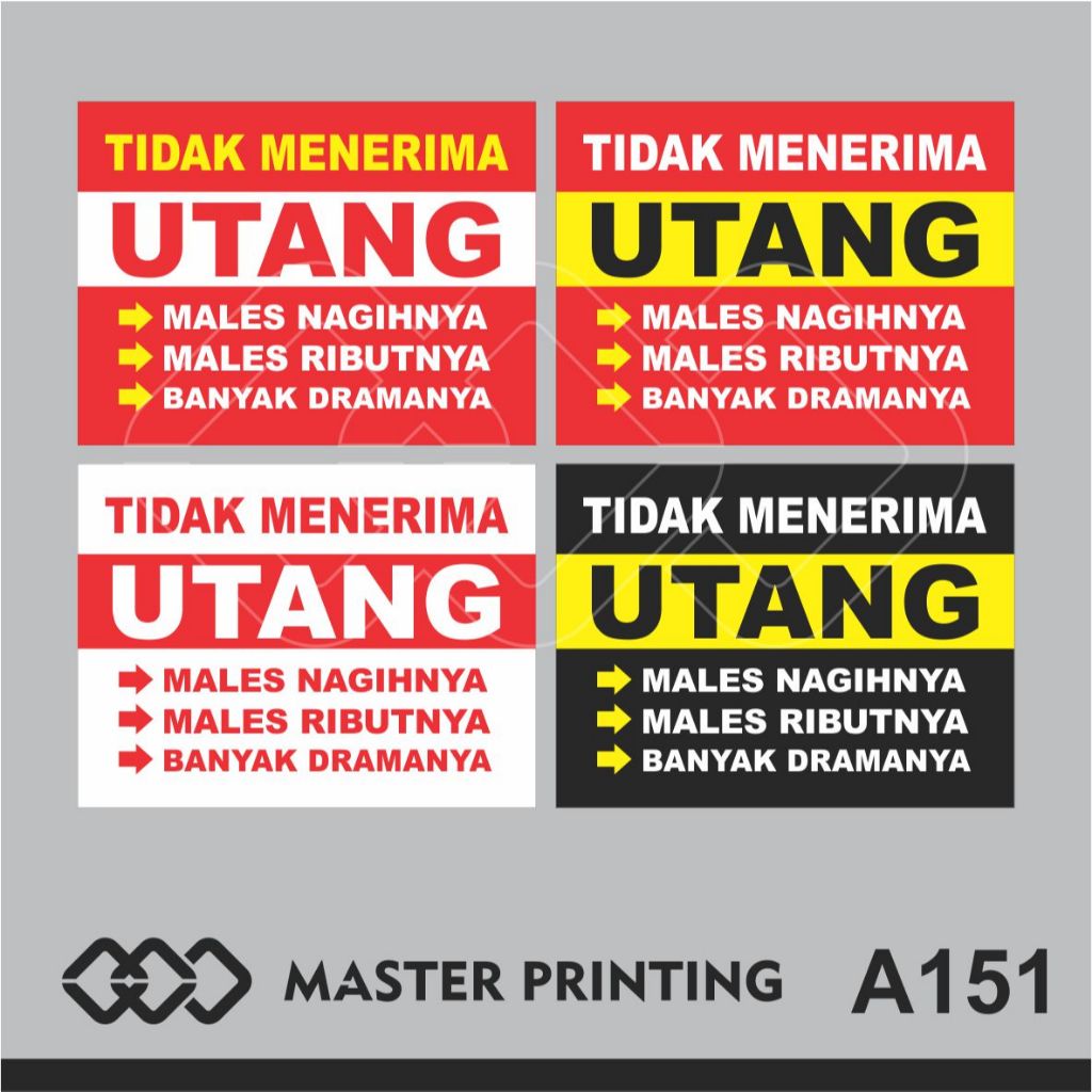 

A151 - Akrilik Tidak Menerima Utang, Dilarang Hutang, Acrylic Sign, Tahan Air, Termurah, Bisa Custom