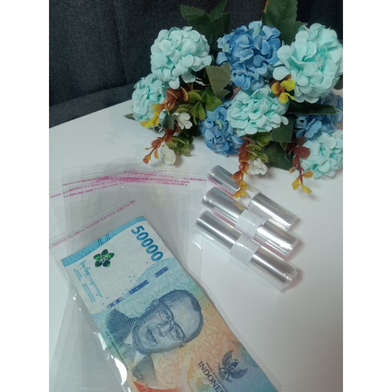 

Plastik Opp Uang untuk Money Box Kotak Hadiah Tarik Uang / Plastik uang dengan Perekat Ukuran 17x7 cm