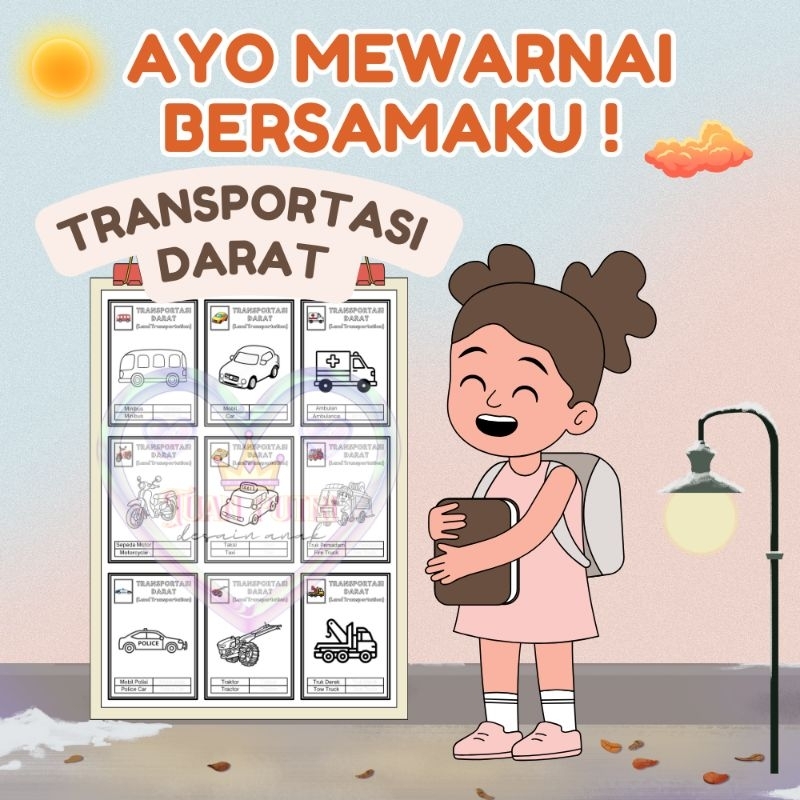 

01 Transportasi Darat - Kertas Mewarnai Gambar Transportasi Darat Ukuran A5 Ada Contoh Mewarnai Warna Gambar Isi 10 20 30 40 50 Lembar
