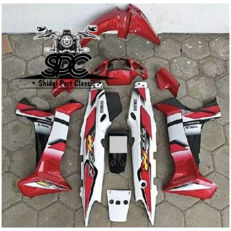 Paket Body Full Set Yamaha Fiz R FizR F1zR Warna Merah Maron Maroon Kombinasi Putih Glossy Termurah 