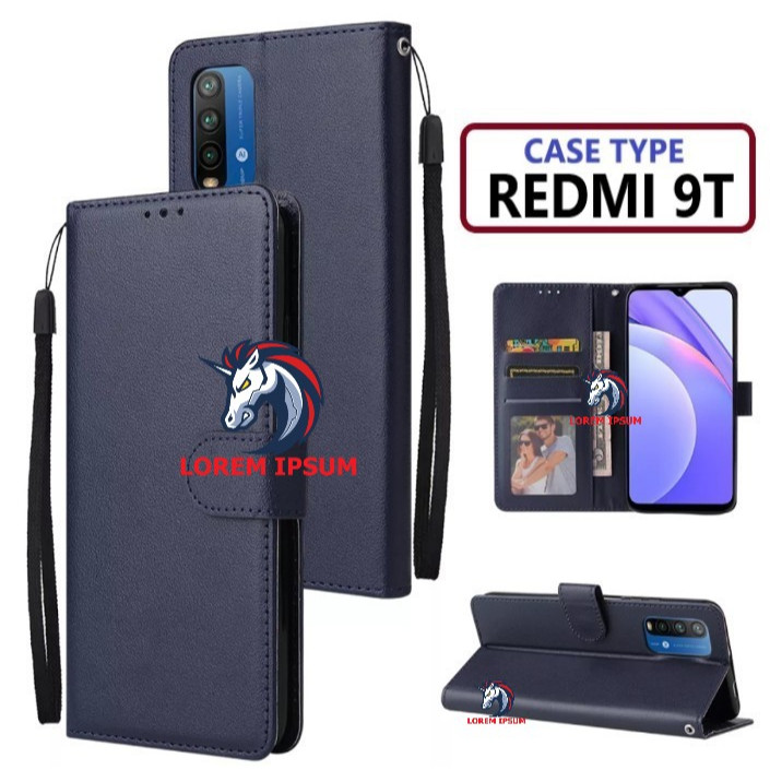 LEATHER CASING REDMI 9T CASE KULIT FLIP WALLET LEATHER KULIT PREMIUM SARUNG BUKA TUTUP KESING HP FLI
