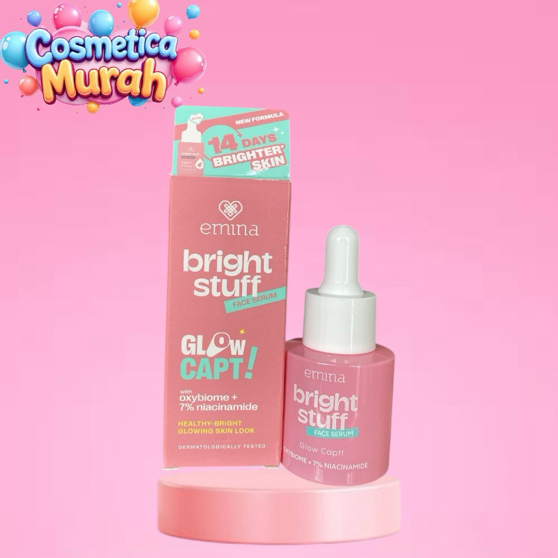 ic,ex) EMINA bright stuff face serum 20 ml glow capt oxybiome + 7% niacinamide glowing skin look