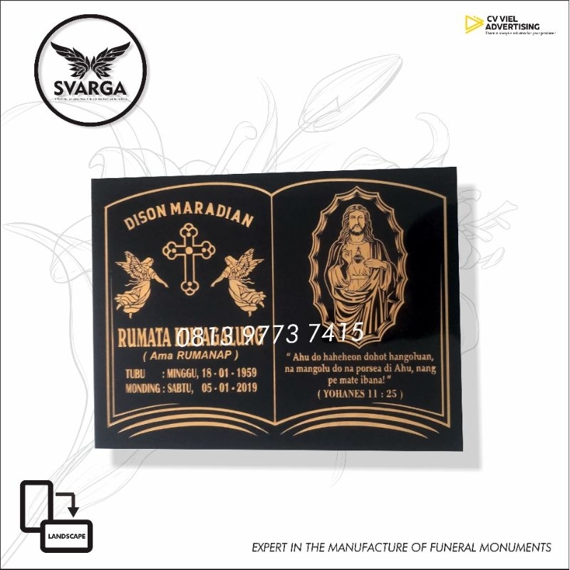 SVARGA Batu nisan kristen 30x40 Tanpa Foto
