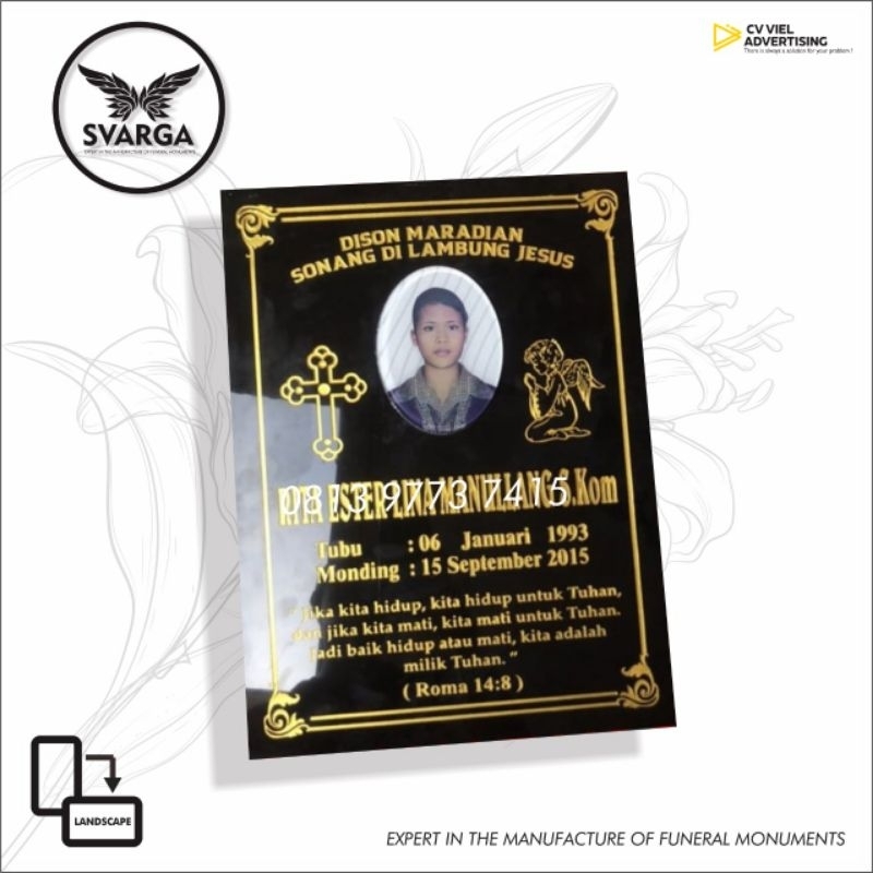 SVARGA Batu nisan kristen + Foto abadi (ukuran 30x40) TERBAIK