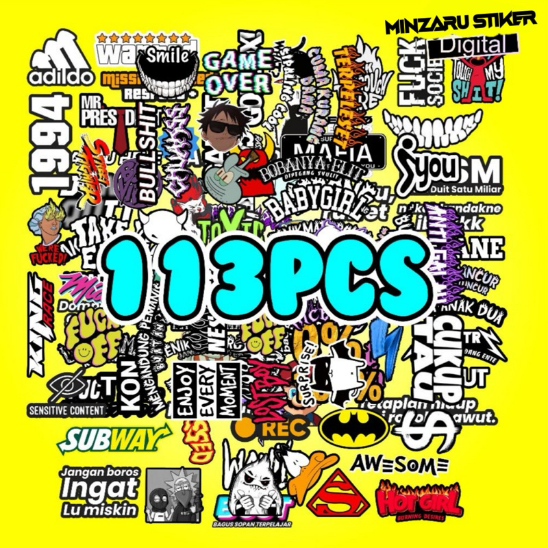 

MINZARU STIKER | STIKER PACK ISI 113pcs | KATA KATA HITS VIRAL