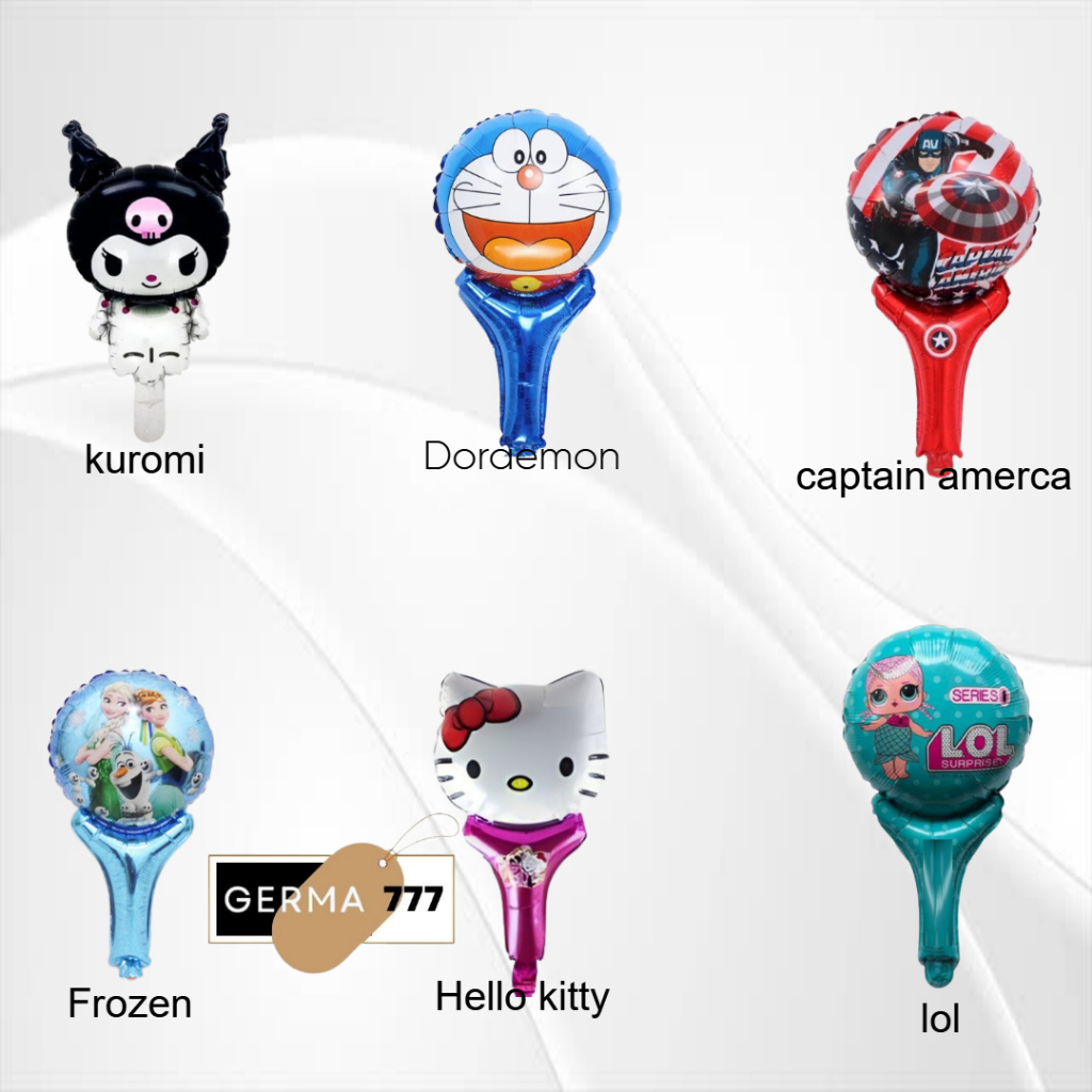 Balon Foil Tongkat Karakter Kuromi Spiderman Doraemon Frozen Lol Frozen