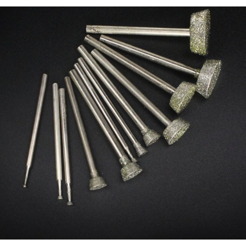 Set 4pcs mata bor tangan silinder miring glass shape gelas mini hand drill poles diamond polishing u