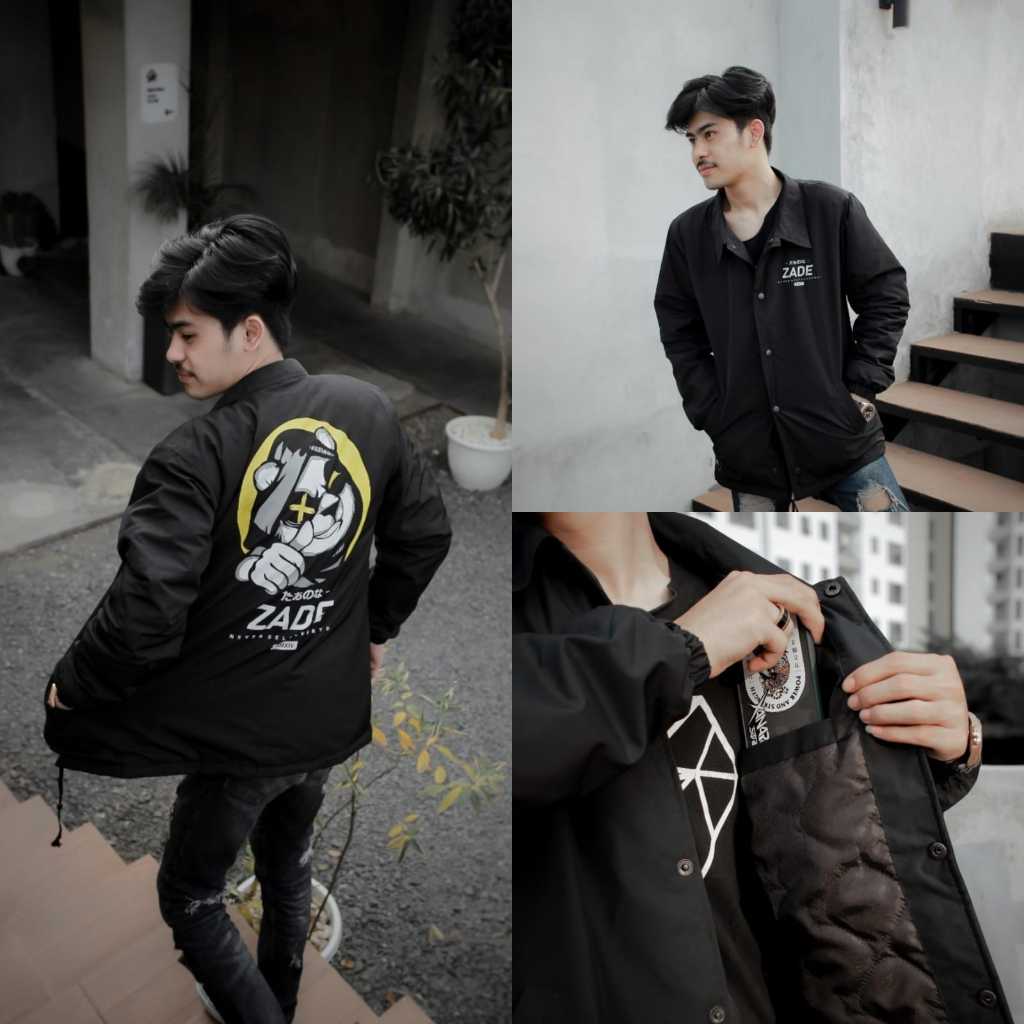Jaket Coach Pria Panda Warna Hitam Original Zade Supply Jaket Parasut Pria