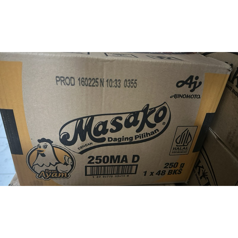 

Masako Bumbu Kaldu Ekstrak Daging Ayam / Sapi 250g gr gram x 48 pcs bks bungkus 1 dus dos karton