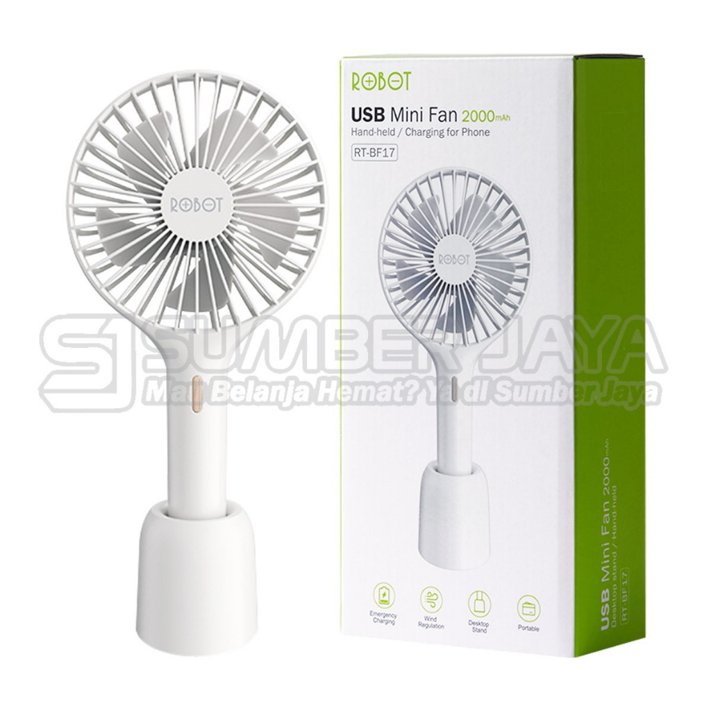 ROBOT RT-BF17 Mini Fan Portable Kipas Angin 2 in 1 Genggam USB 2000mAh