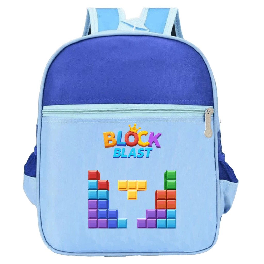PVJ Tas Gendong Anak laki laki TK Kecil Motif Block Blast Ransel Anak Sekolah Stylish Dan Keren