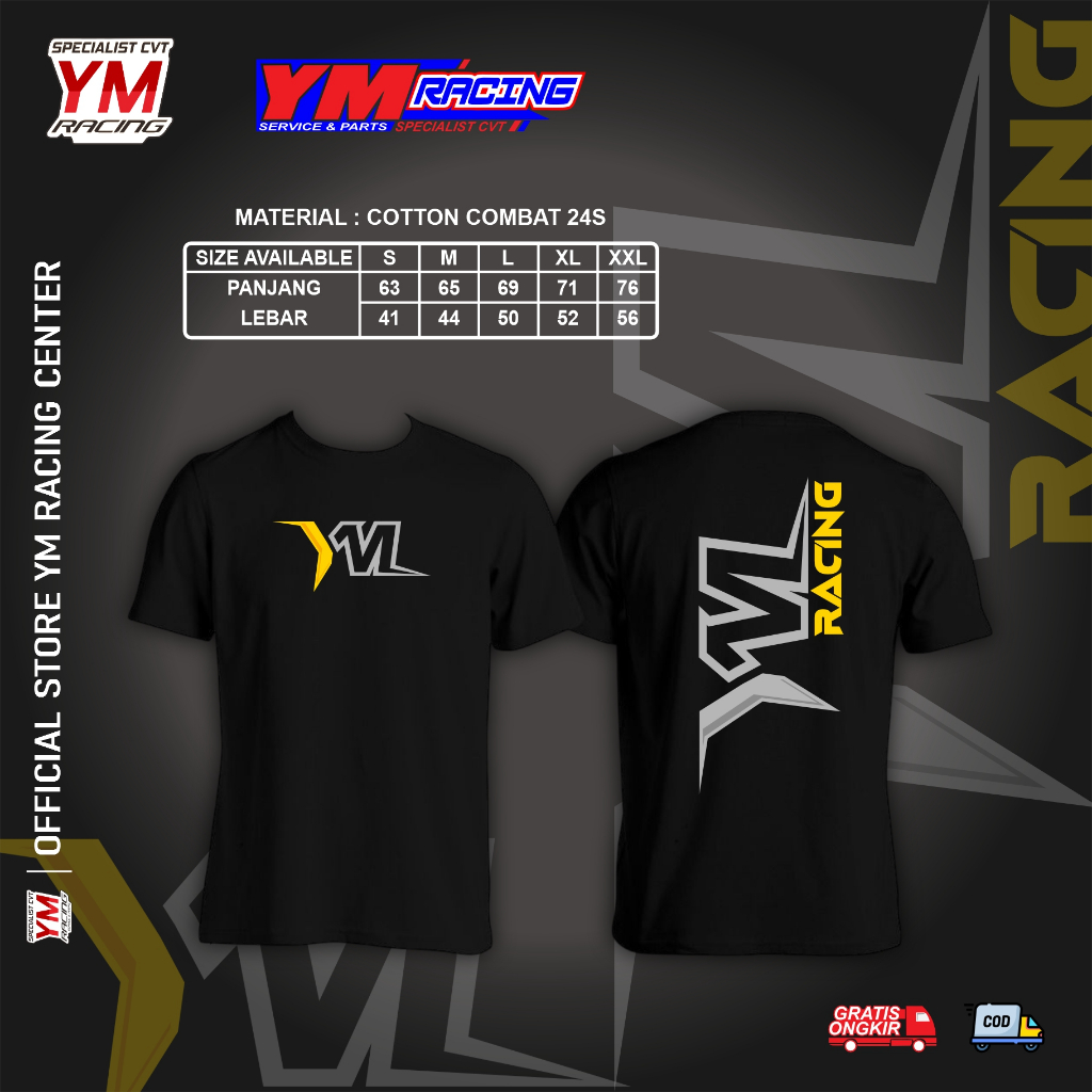 Kaos YM Racing / t-shirt Ym Racing / Tshirt YM Racing / Kaos Racing / Kaos Katun Combat - Kaos Desig