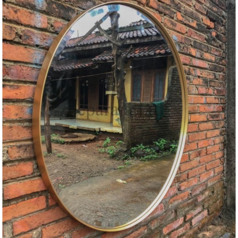 Cermin jati cermin kaca cermin bulat 50x50 cm KODE CK040