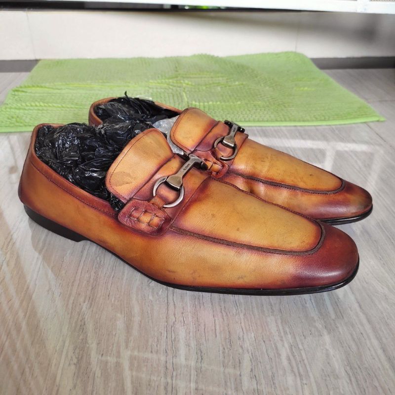 MAGNANNI Raffa II Spain Loafer Slip On Appron Toe Buckles Pantofel Low Dress Shoes Cognac Leather Au