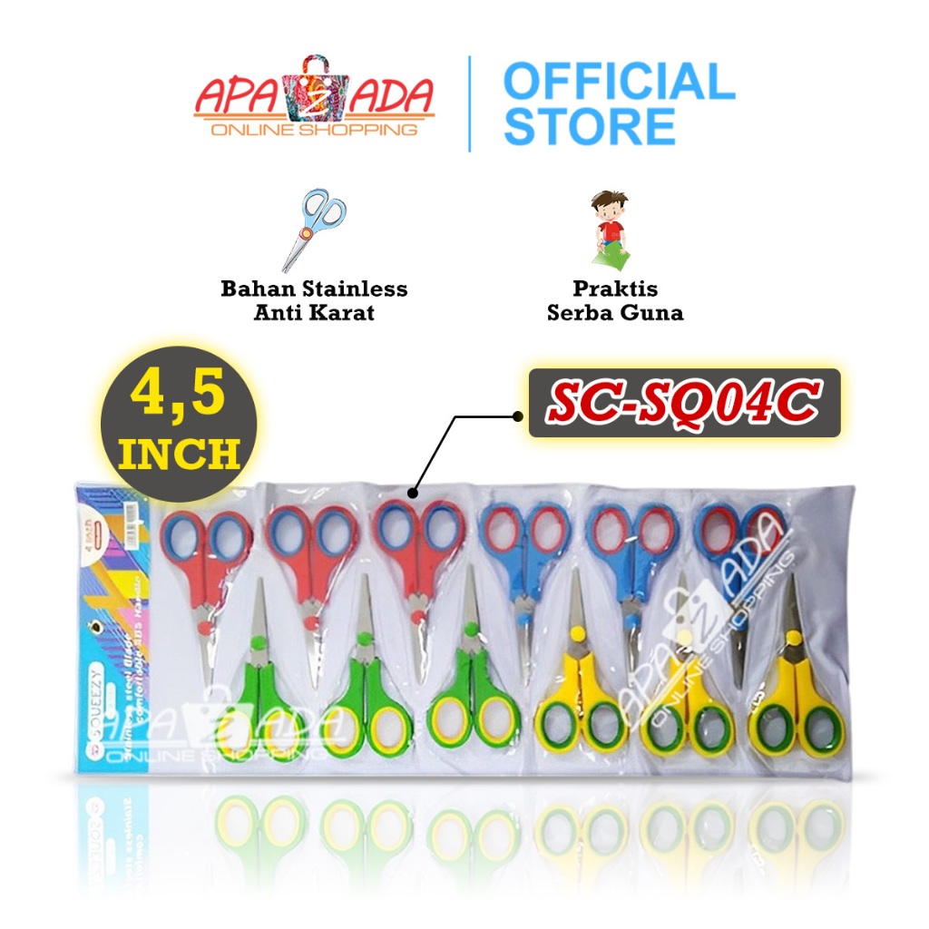 

Apazada - Gunting Kain Kertas Kantor Stainless [4 Pcs] / Gunting Anak Sekolah / Gunting SC-SQ04