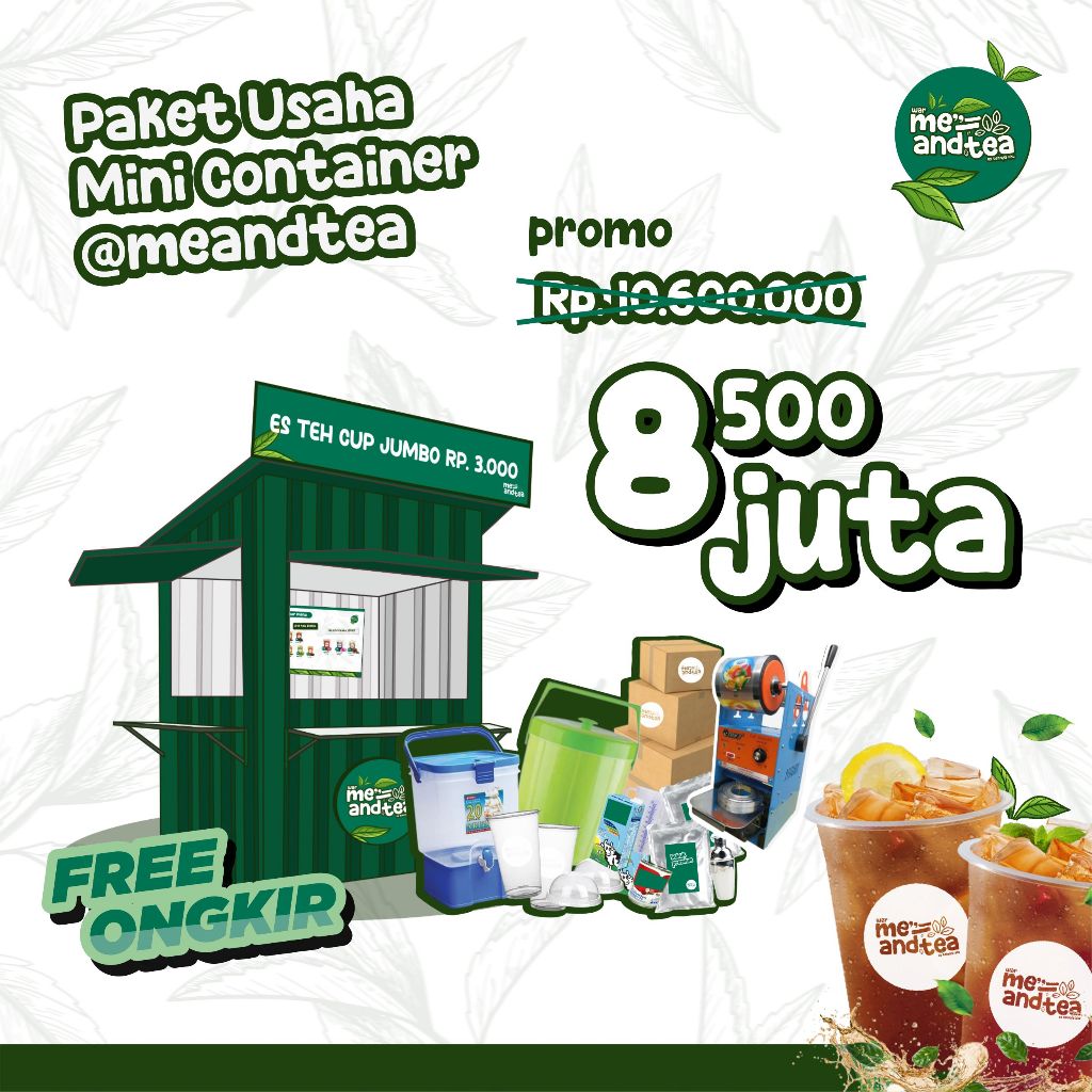 [Gratis Ongkos Pengiriman] Paket Usaha Es Teh Me and tea (Paket Booth Mini Container)