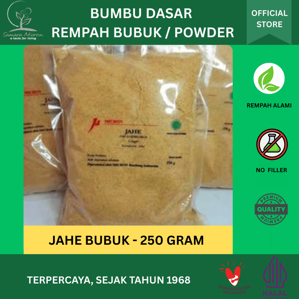

Bumbu Rempah Samara Micron - Jahe Bubuk Halus - Ginger Powder 250 gram