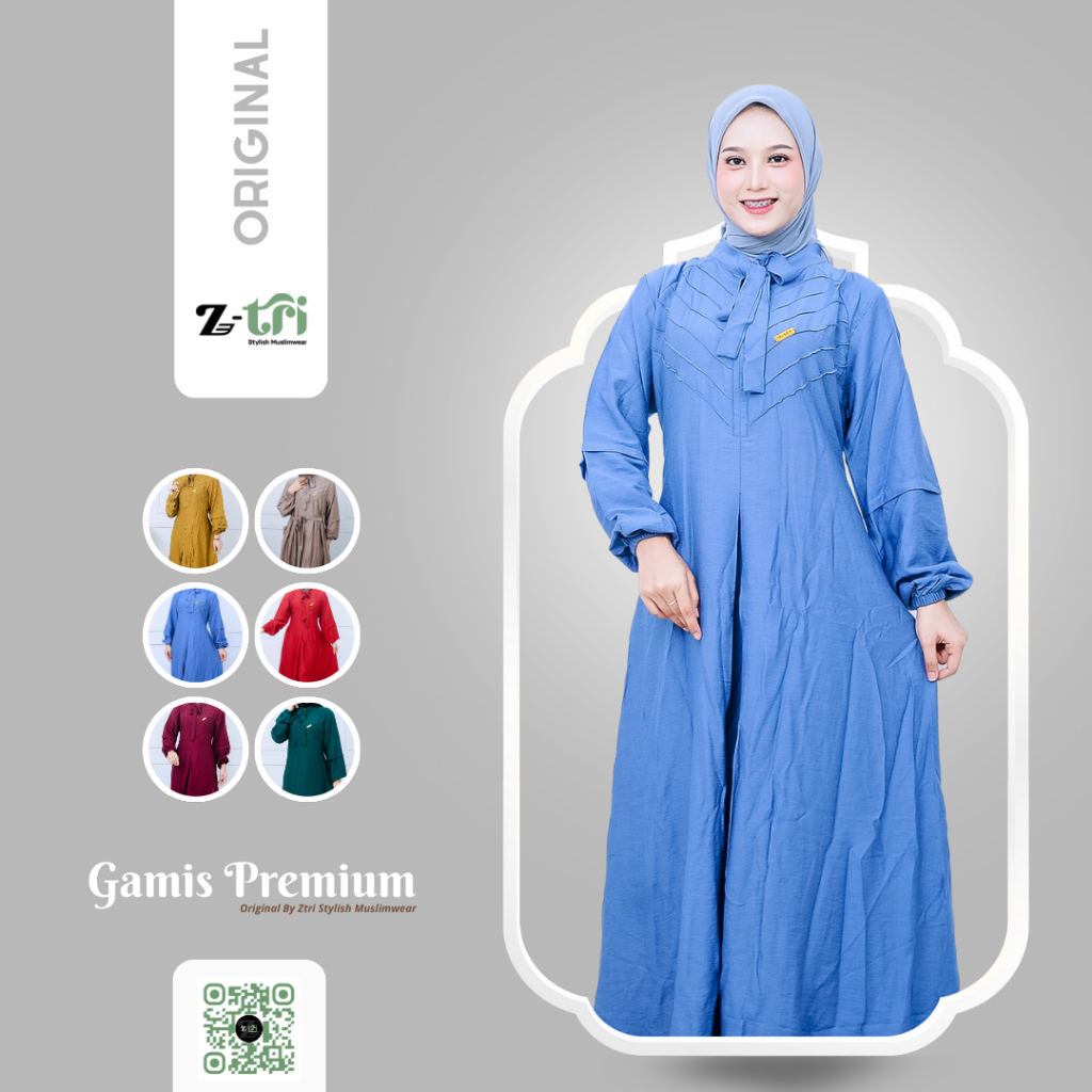 Baju Gamis Wanita Kekinian Midi Dress Muslim Polilinen - Hijab Style Casual Remaja Dewasa Terbaru