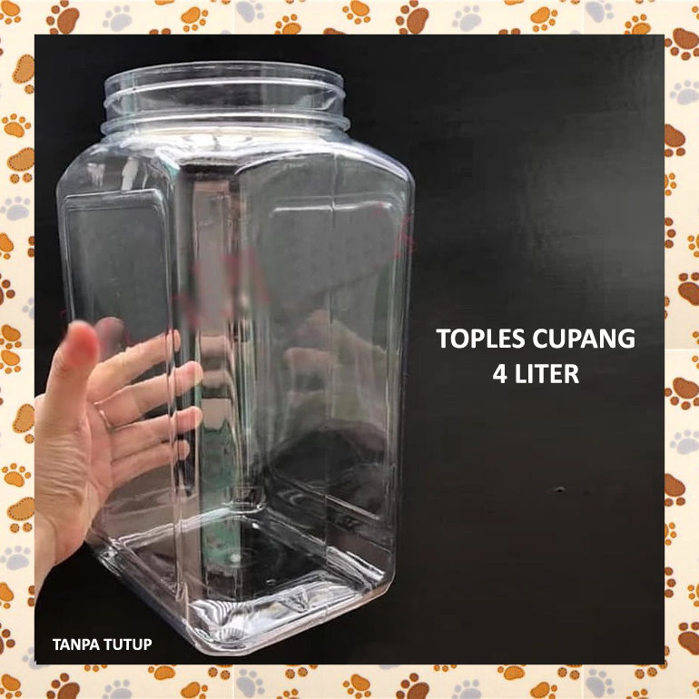 D67EX6 Toples Cupang 4 Liter Kotak Plastik Bening Putih Tanpa Tutup Transparan Cantik 4L Wadah Tempa