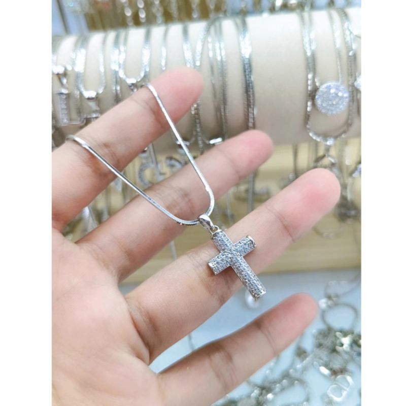 KALUNG PERAK ASLI 925  LAPIS EMAS ETALASE SALIB 375