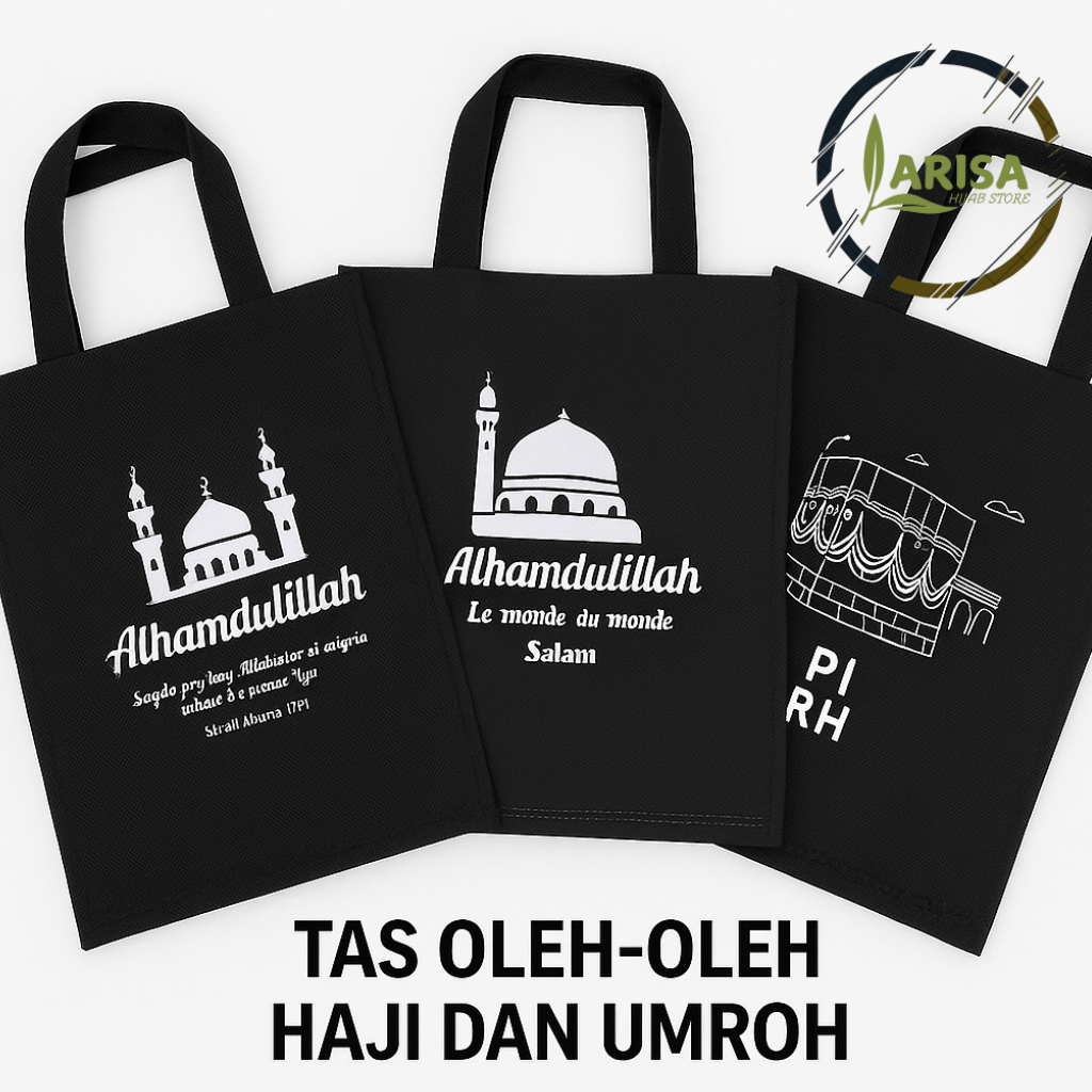 

Tas Goodiebag dengan Handle Ukuran 25x35x8 Souvenir Spunbond Kapasitas 5 kg - Umroh dan Haji Ka'bah
