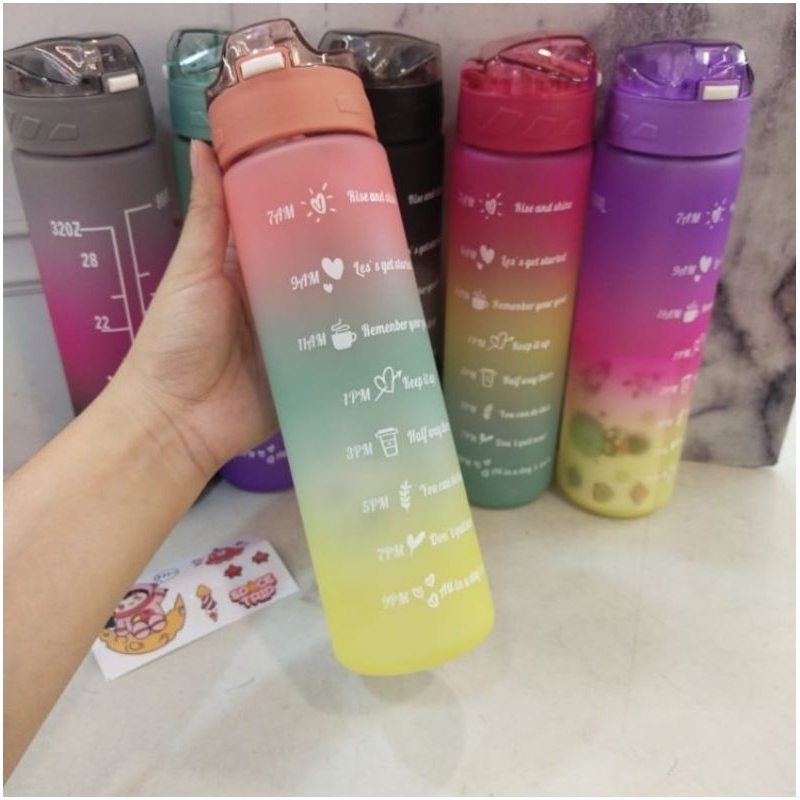 Botol minum rainbow / botol minum gradasi 1Liter