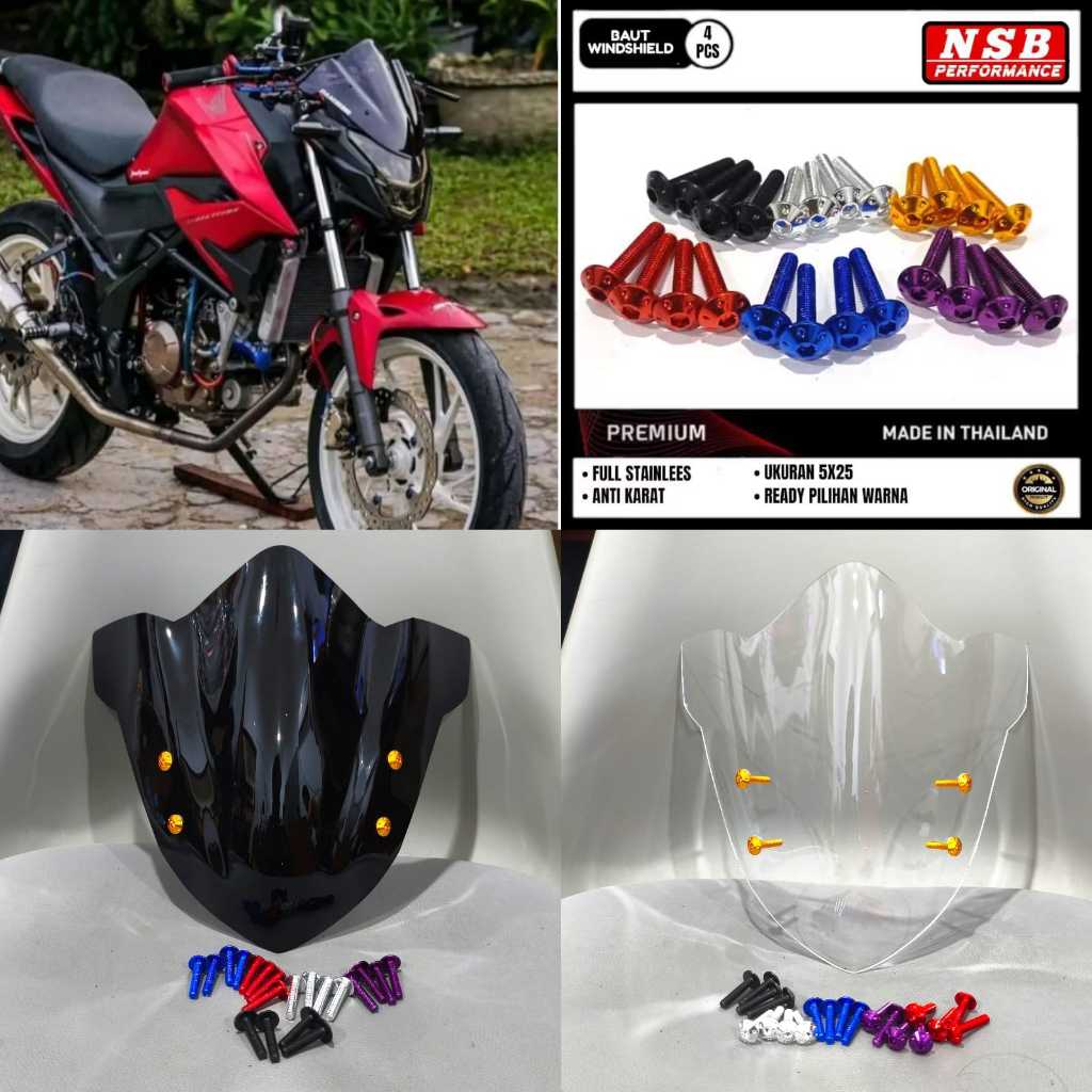 VISOR 150 PLUS Paket Visor Motor CB 150 R Plus Baut Visor Windshield dengan Baut CNC PNP 150 R PLUS 