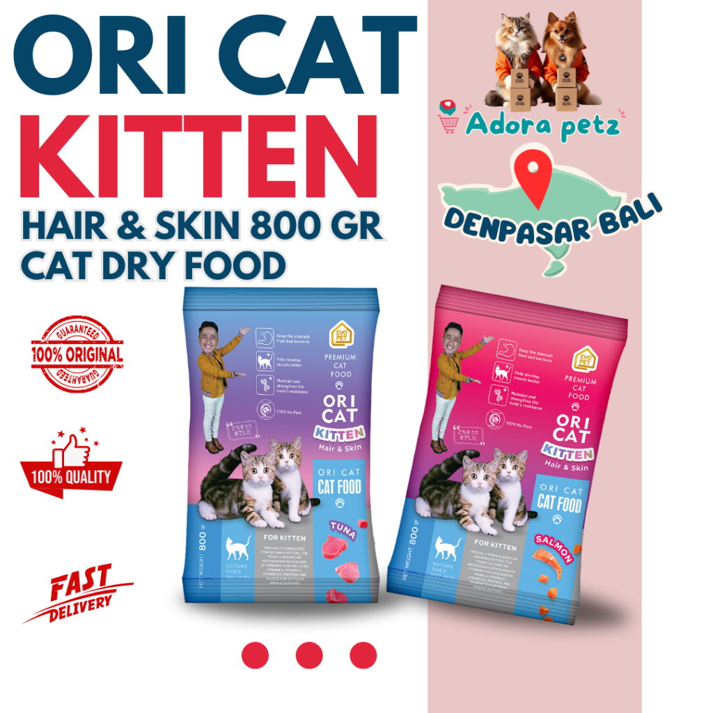 Ori Cat Dry Food Kitten ~ Makanan Kucing Ekonomis kualitas baik | Ecer dan Grosir Bali [Adora Petz]