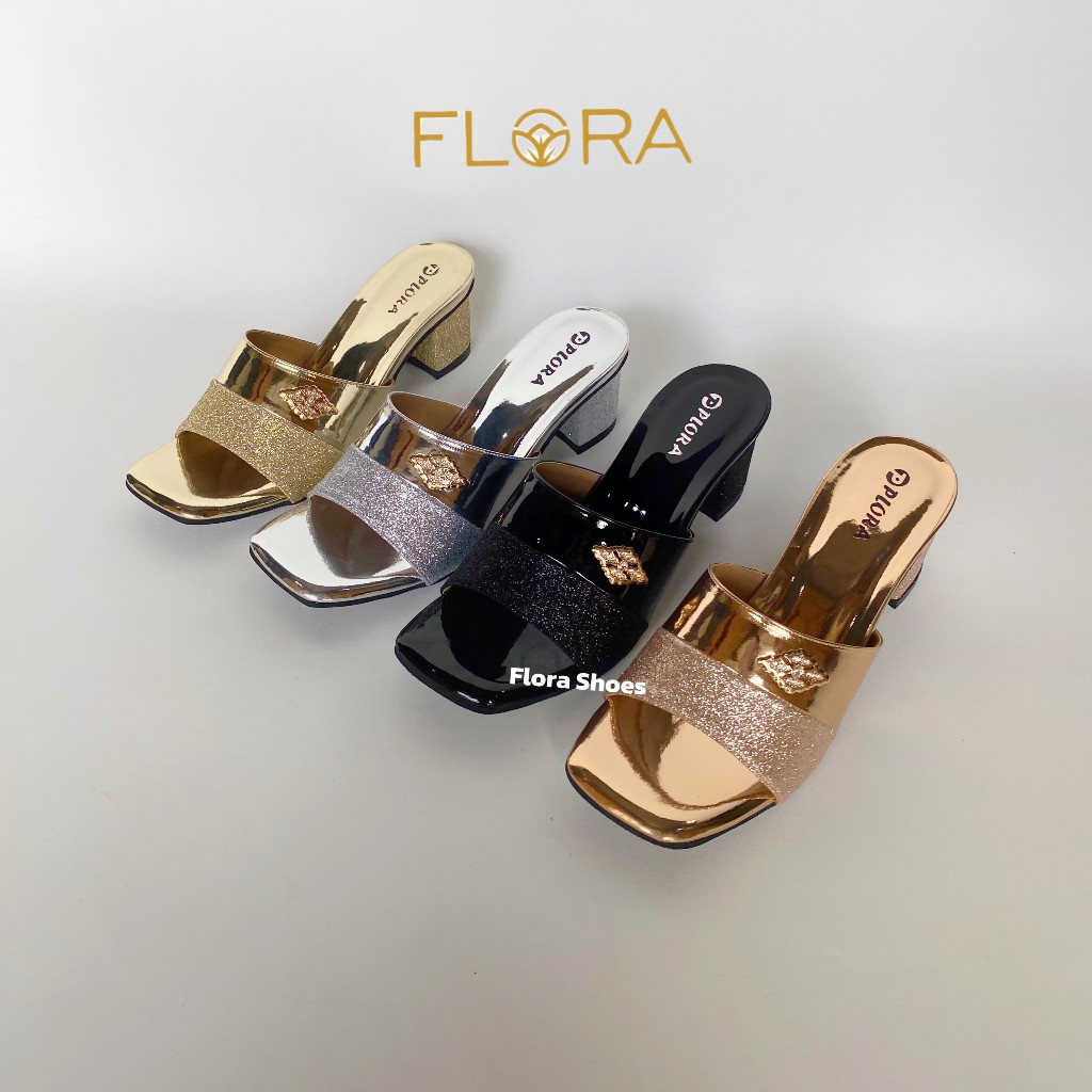 Flora - Azkia Sandal Wanita Heels 5 cm Pesta wedding Terbaru