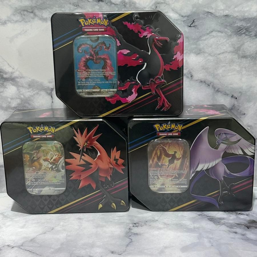 Kartu Pokemon TCG English Inggris Crown Zenith Legendary Trio Tin Articuno Zapdos Moltres Tins Sword